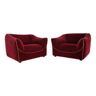 1970s pair of italian armchairs in velvet