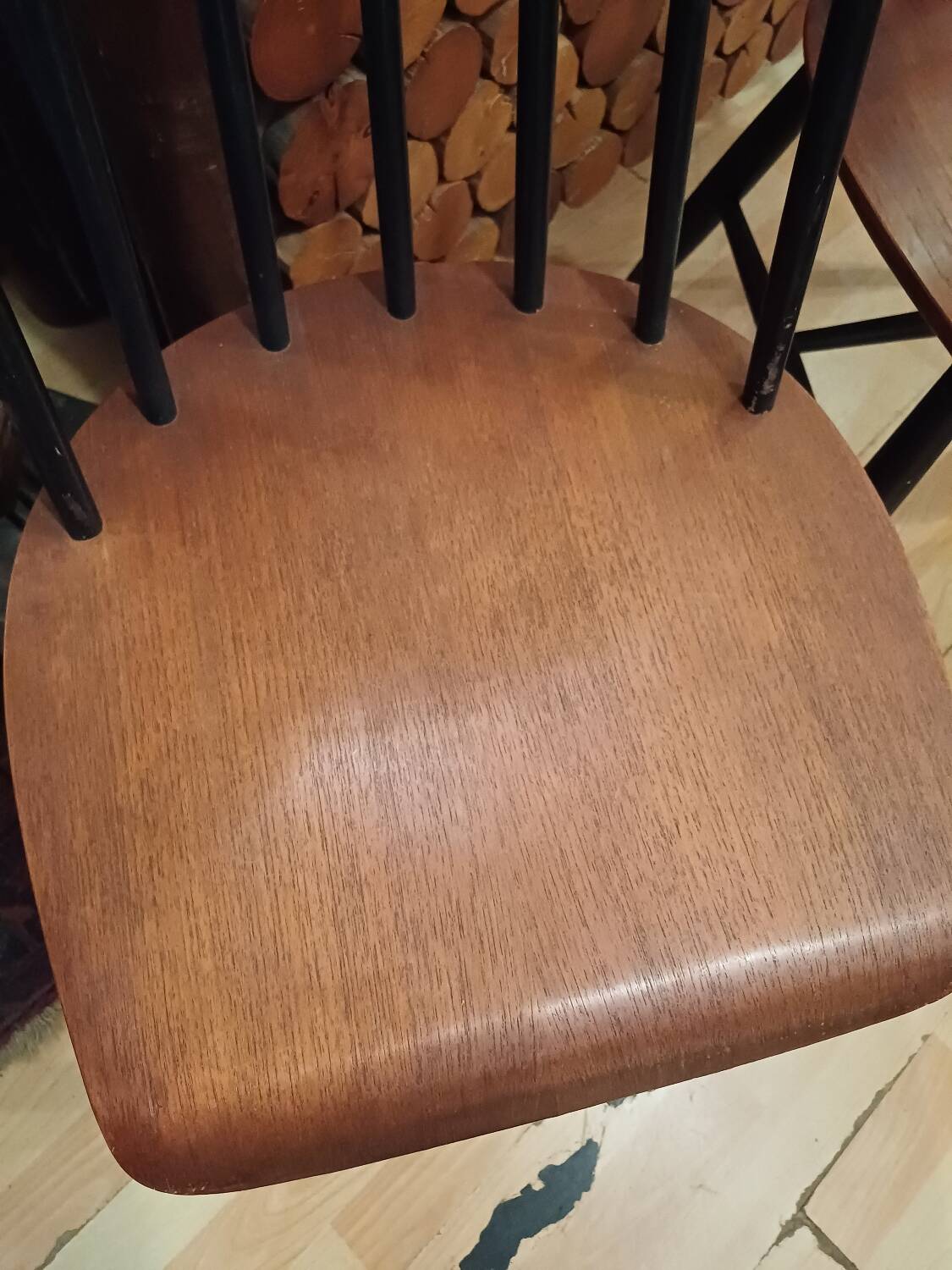 Paire de chaises scandinave " stol kamnik " 1960 étiquette d'époque sur les deux