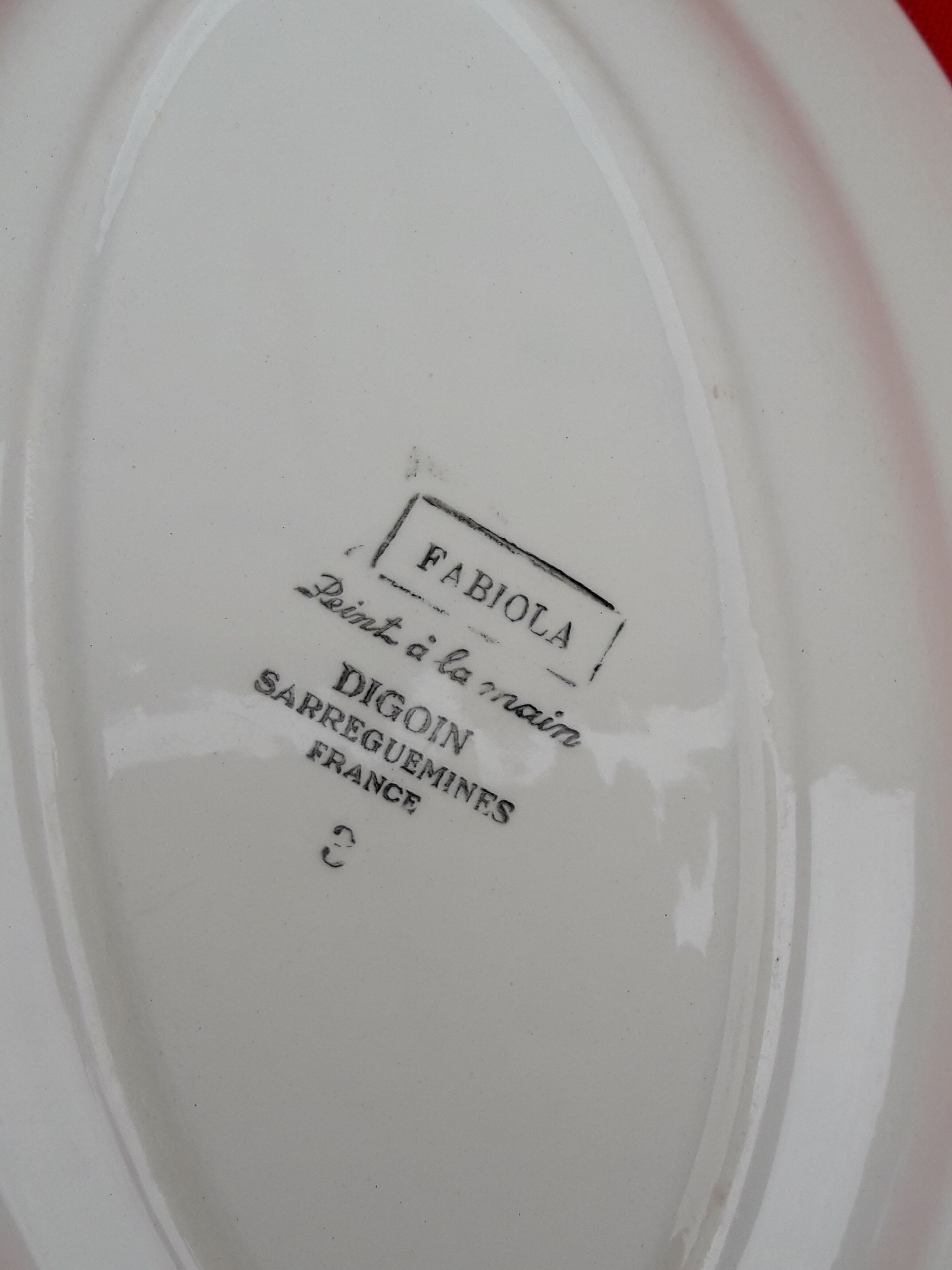 Ravier oval in earthenware of Digoin Sarreguemines model Fabiola L 21,5 cm