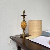 Lampe de table ananas céramique et laiton 1950