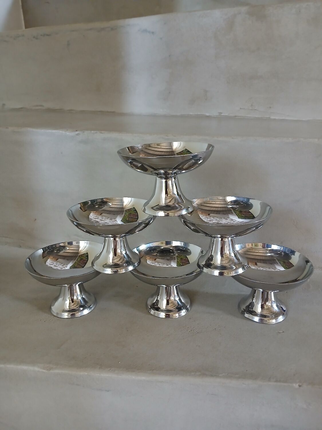 6 coupes à glace/ sorbet en inox