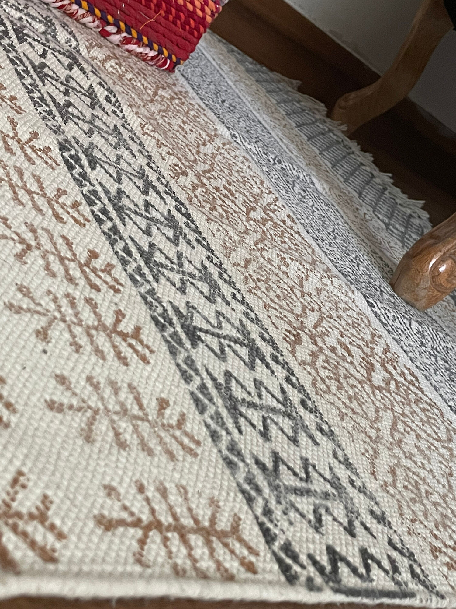 Cotton hand weaved hand block printed picnic rug