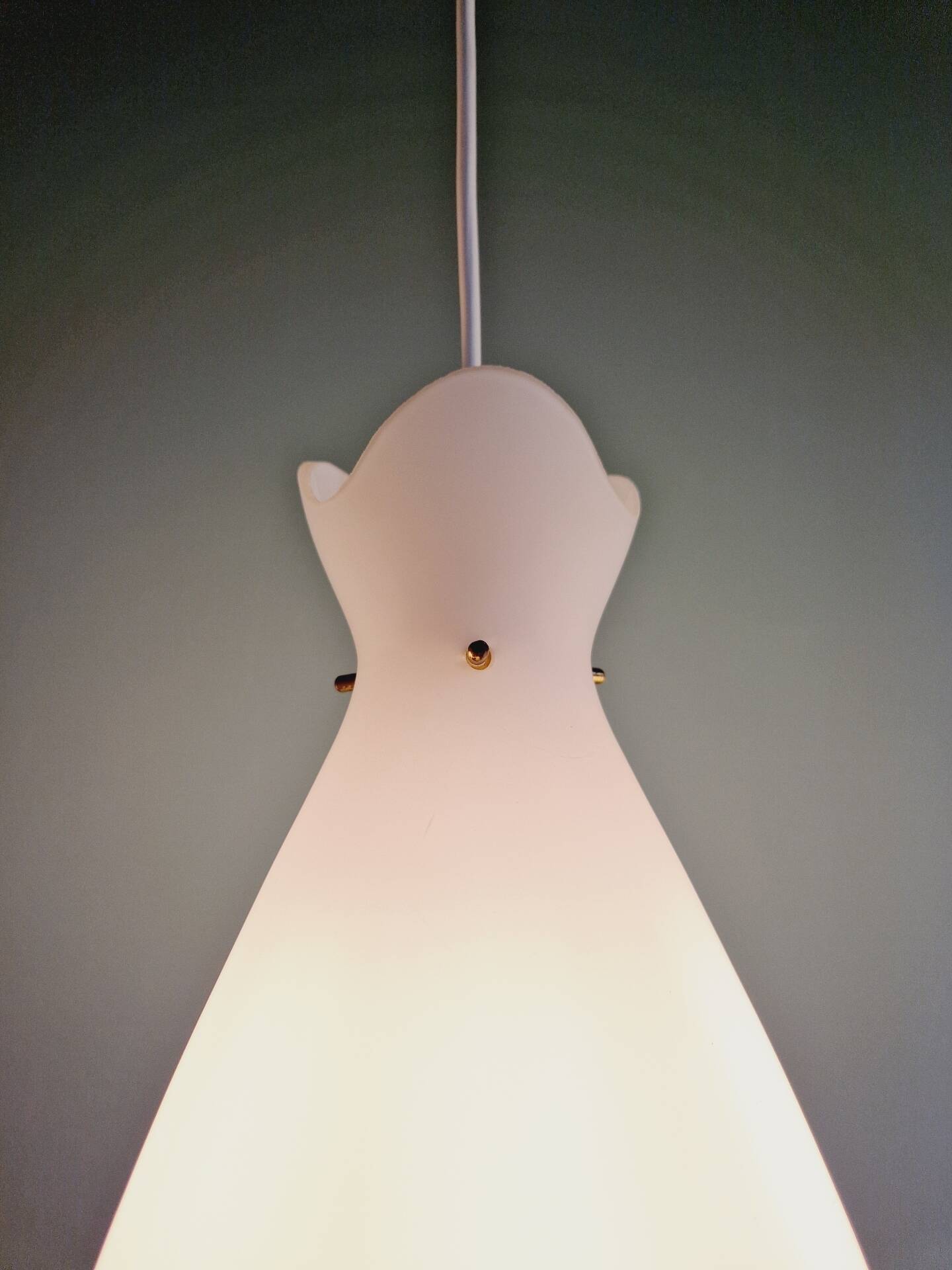 Scandinavian suspension in frosted white glass, 1960s