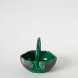 Vide-poche en céramique vert, signé, 1970