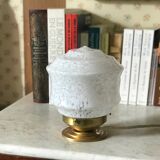 Art deco table lamp in white clichy glass