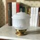Art deco table lamp in white clichy glass