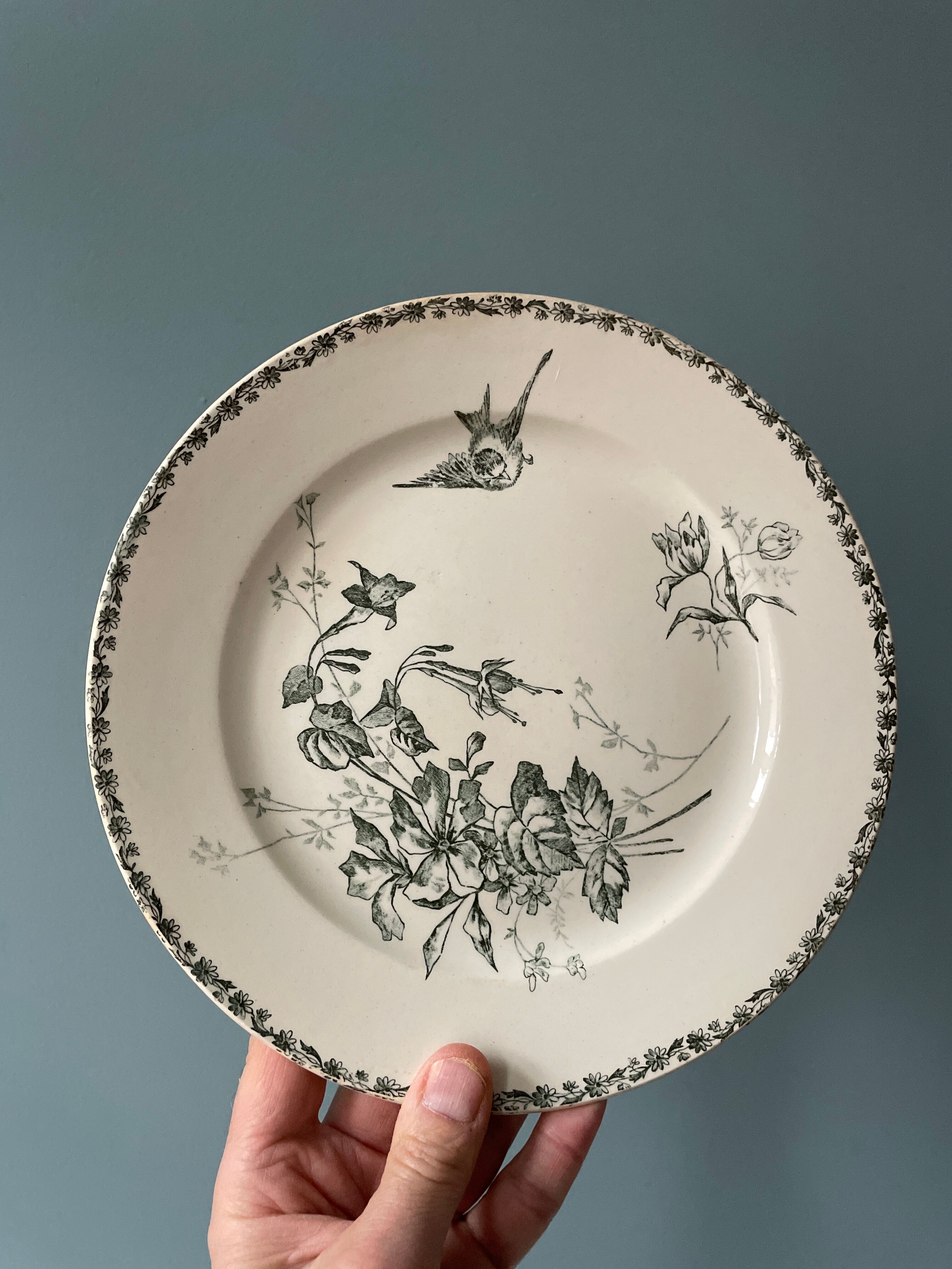 Set of 9 flat plates Terre de Fer XIXth Grand Dépôt E.Bourgeois
