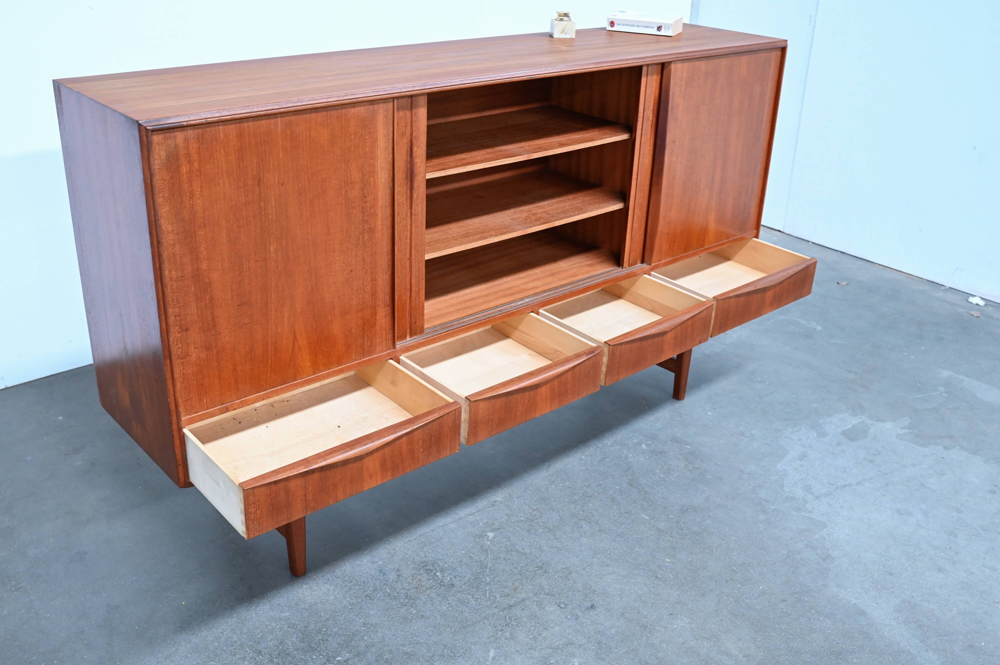 Danish teak enfilade – vintage Scandinavian sideboard 196 cm