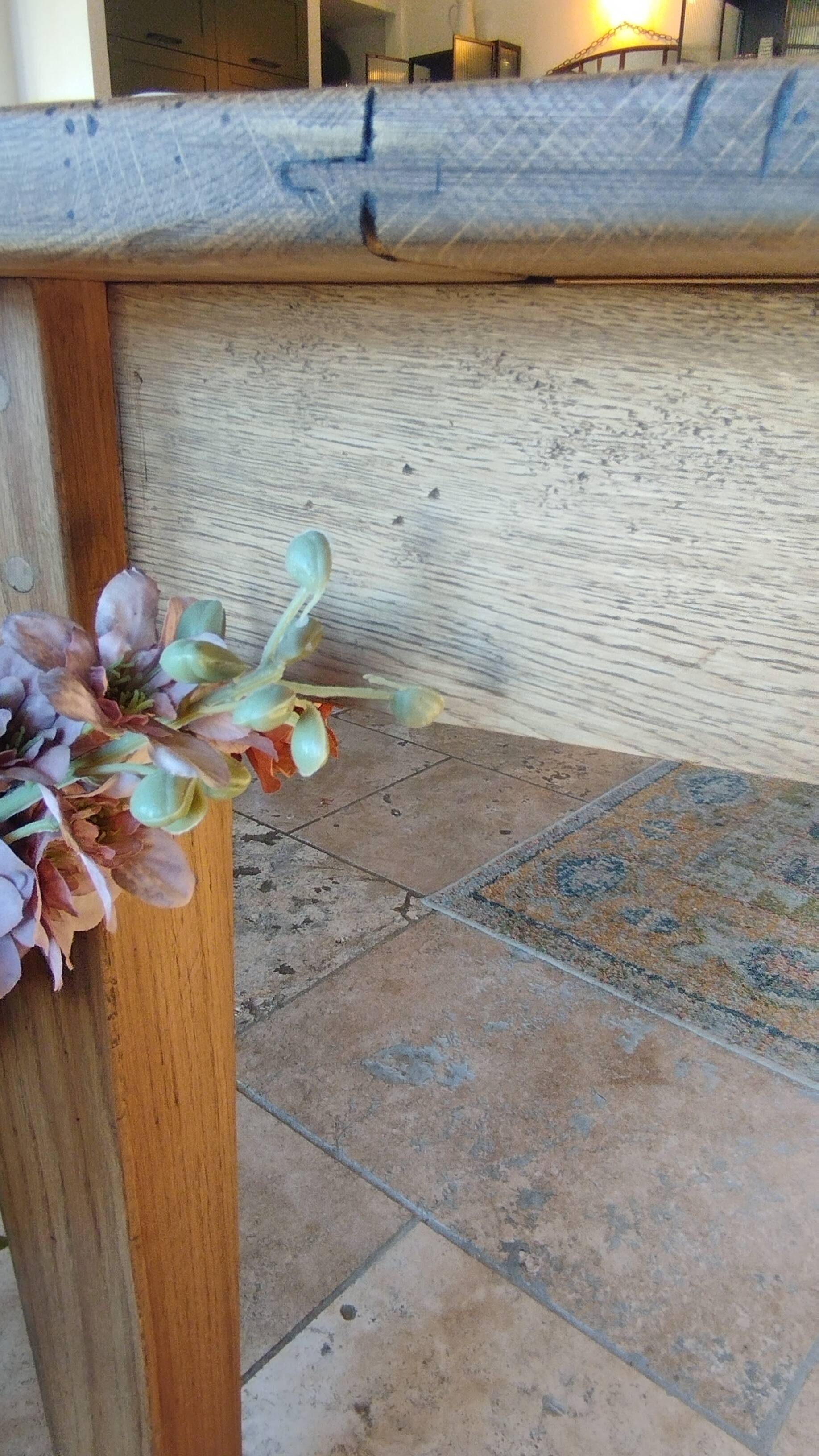 Solid oak farmhouse table with central drawer and extension