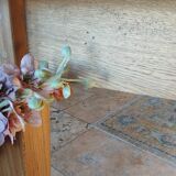 Solid oak farmhouse table with central drawer and extension