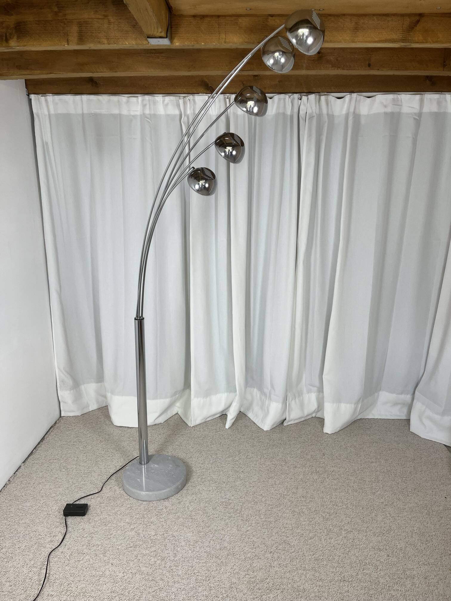 Arc floor lamp with wooden base and 5 lights Agemob MCM style