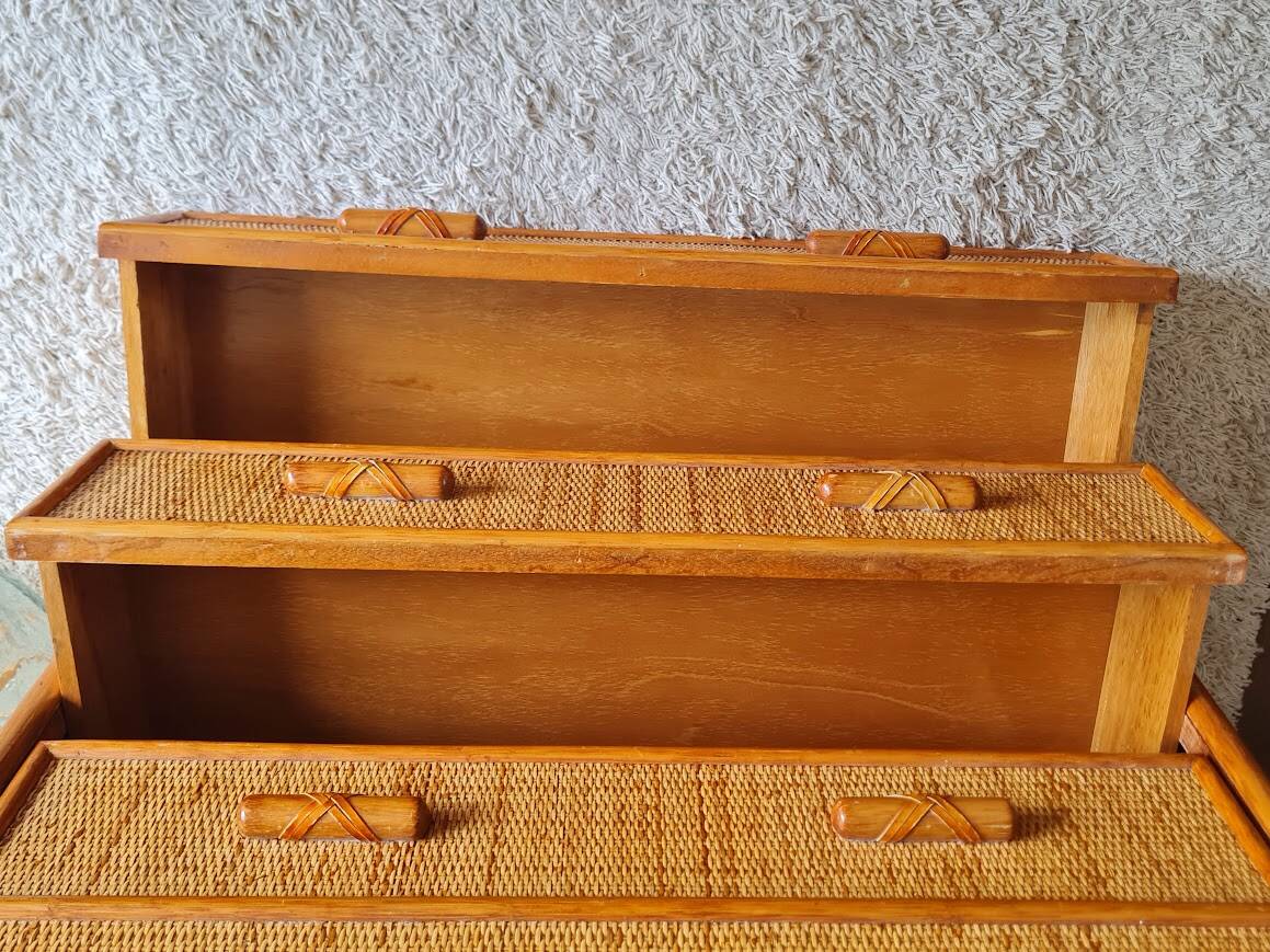 Vintage rattan chest of drawers circa 70s