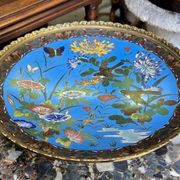 Asie XIXeme :  coupe cloisonnée sur talon en bronze doré