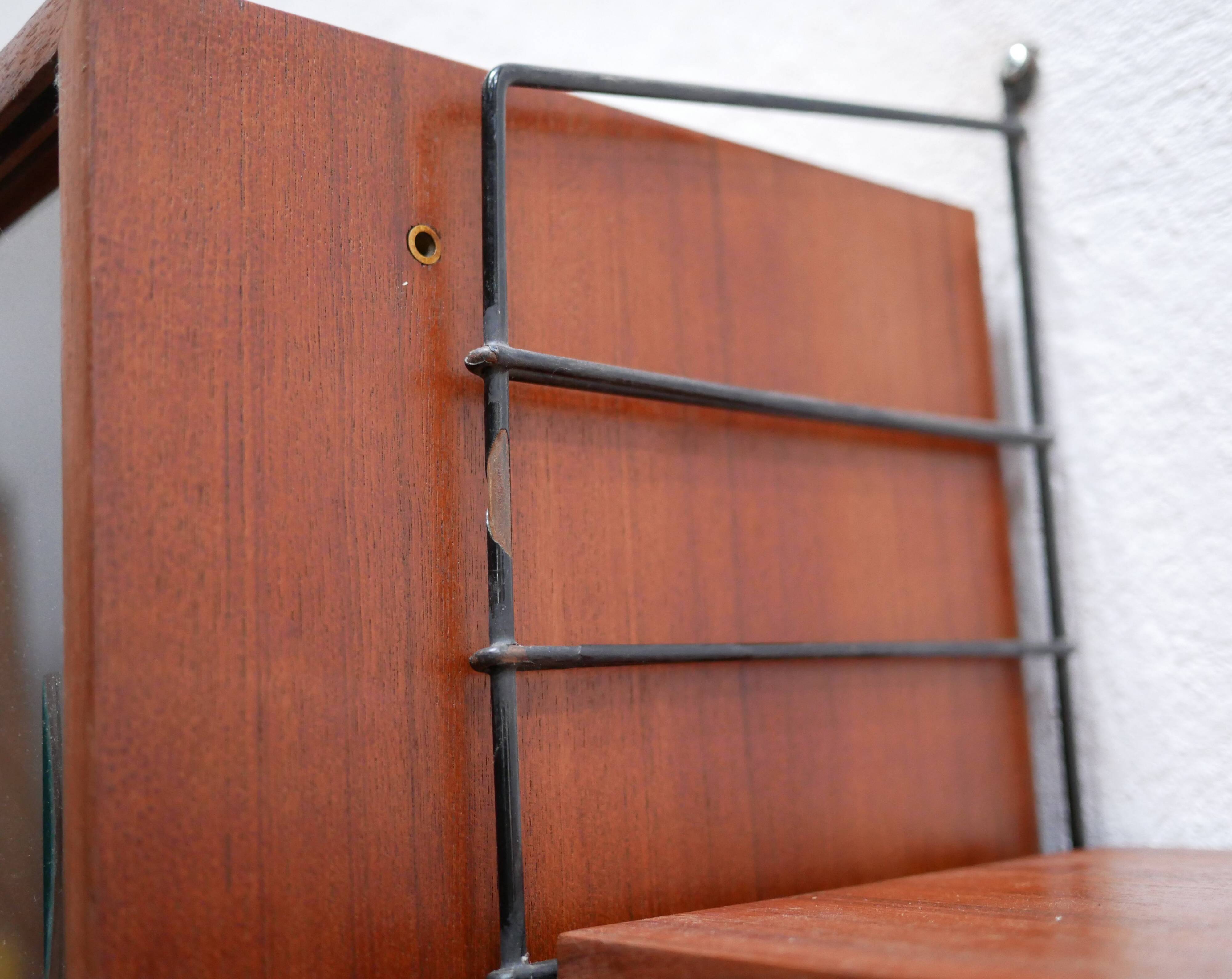Vintage modular wall shelf in metal and wood