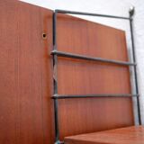 Vintage modular wall shelf in metal and wood