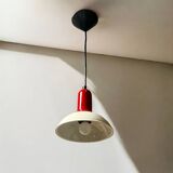 1980s Vintage Hanging Lamp by Imago Italy - Red and White Ceramic- New Old Stock.