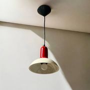 1980s Vintage Hanging Lamp by Imago Italy - Red and White Ceramic- New Old Stock.