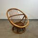 Vintage rattan swivel saucer armchair from the 70s