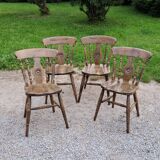 Set of 4 mountain style chairs from the 60s in beech