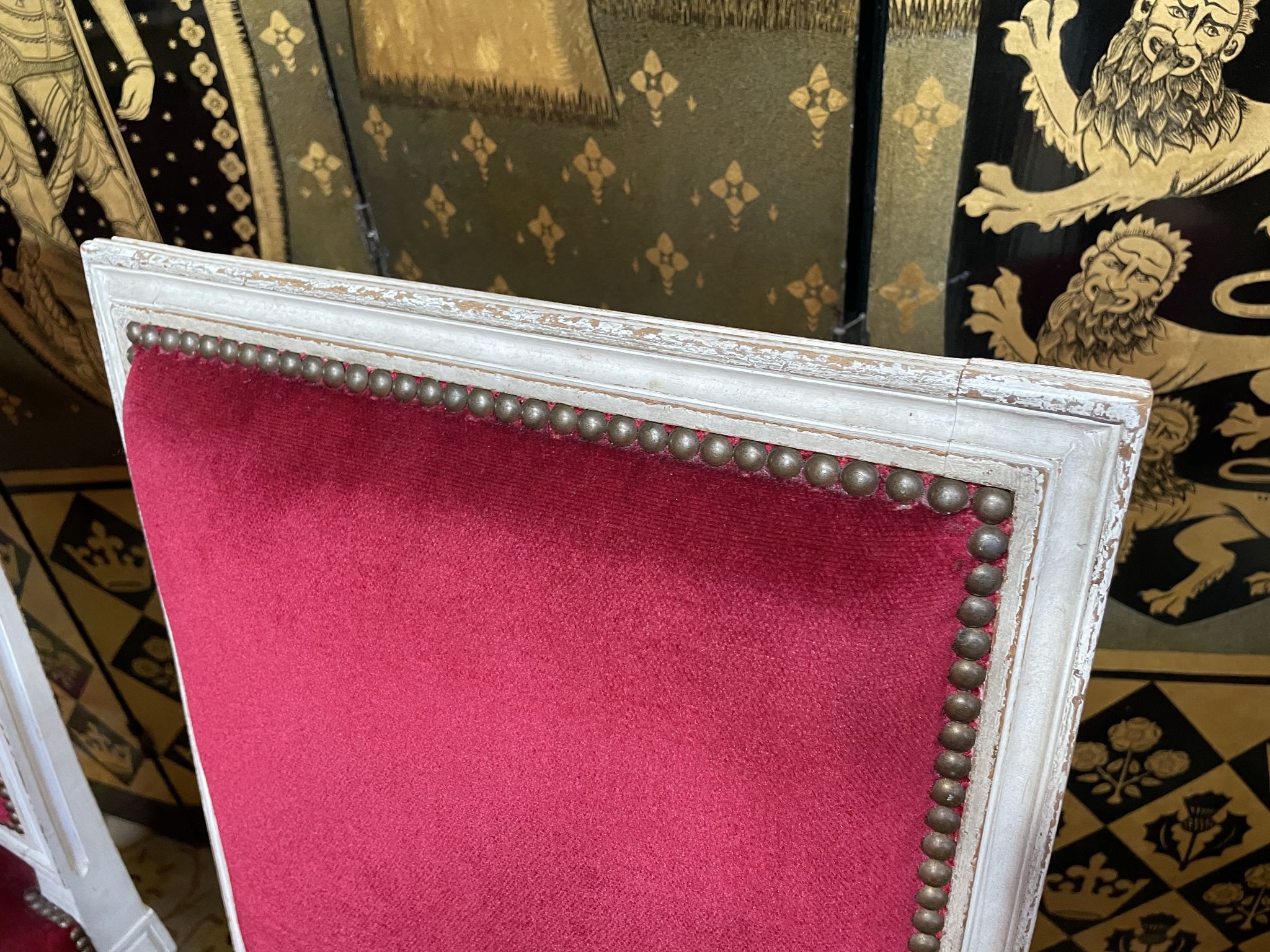 Suite of 6 louis XVI style chairs red velvet