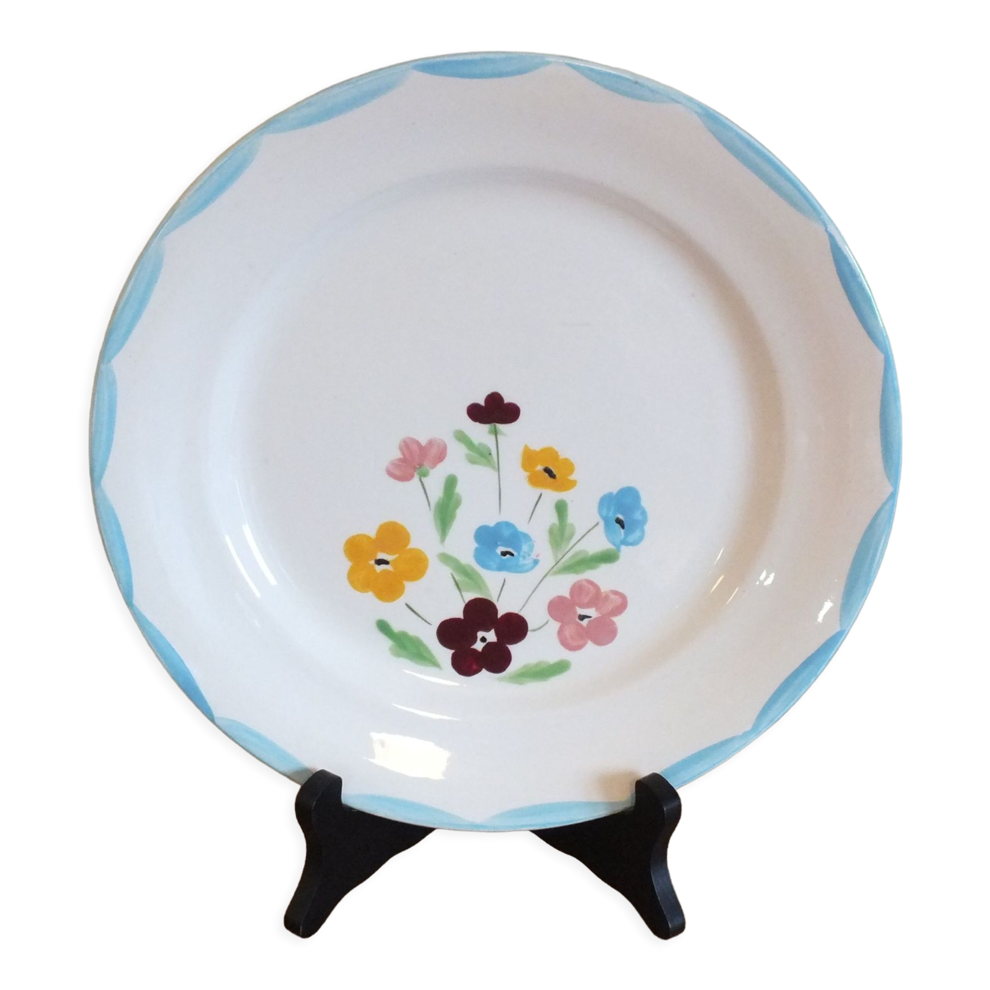 Round dish 50s Salins model Jocelyne - flowers