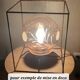 Vintage globe suspension in amber glass, chiseled floral decoration - 80s