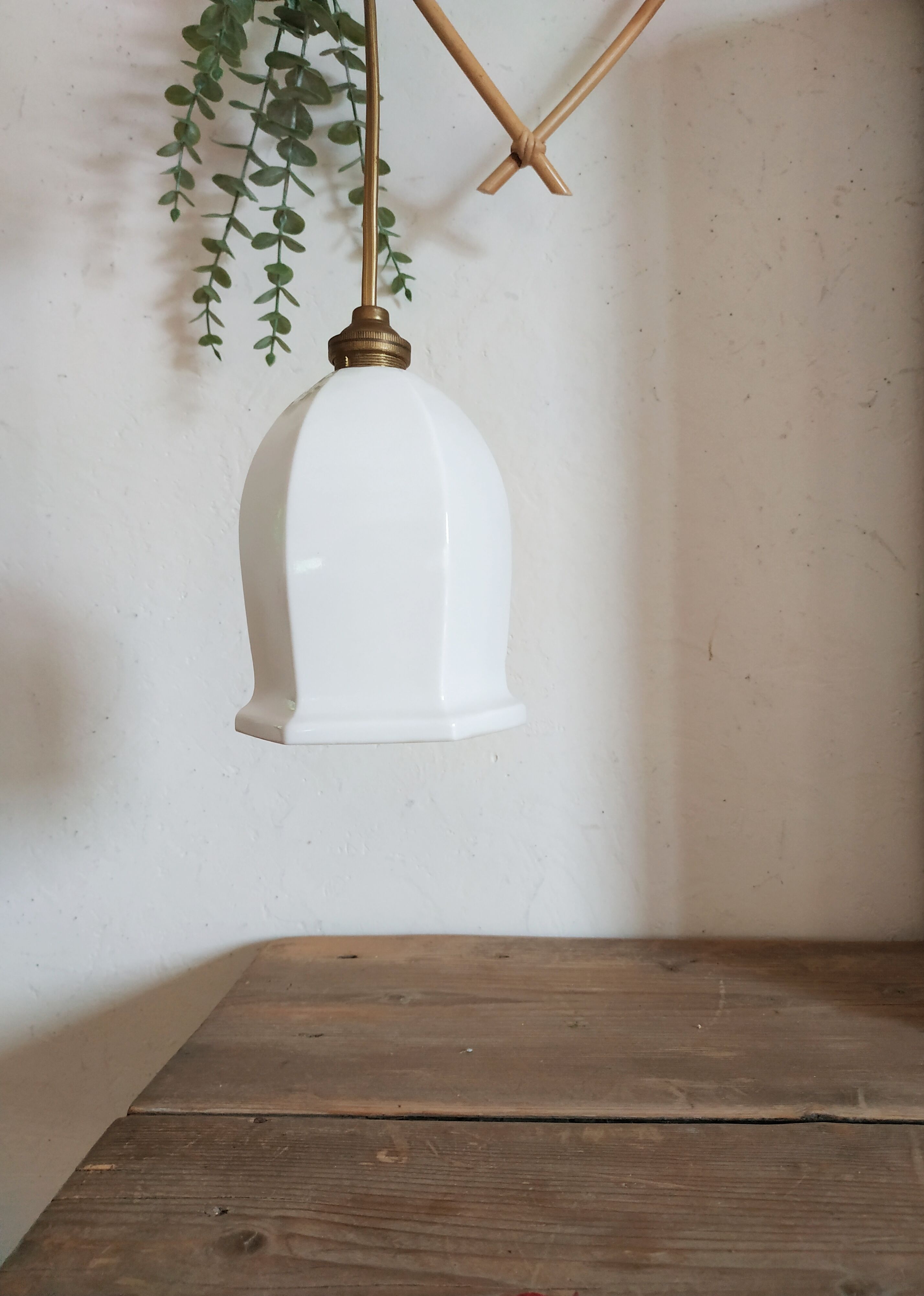 Hanging lamp opaline glass
