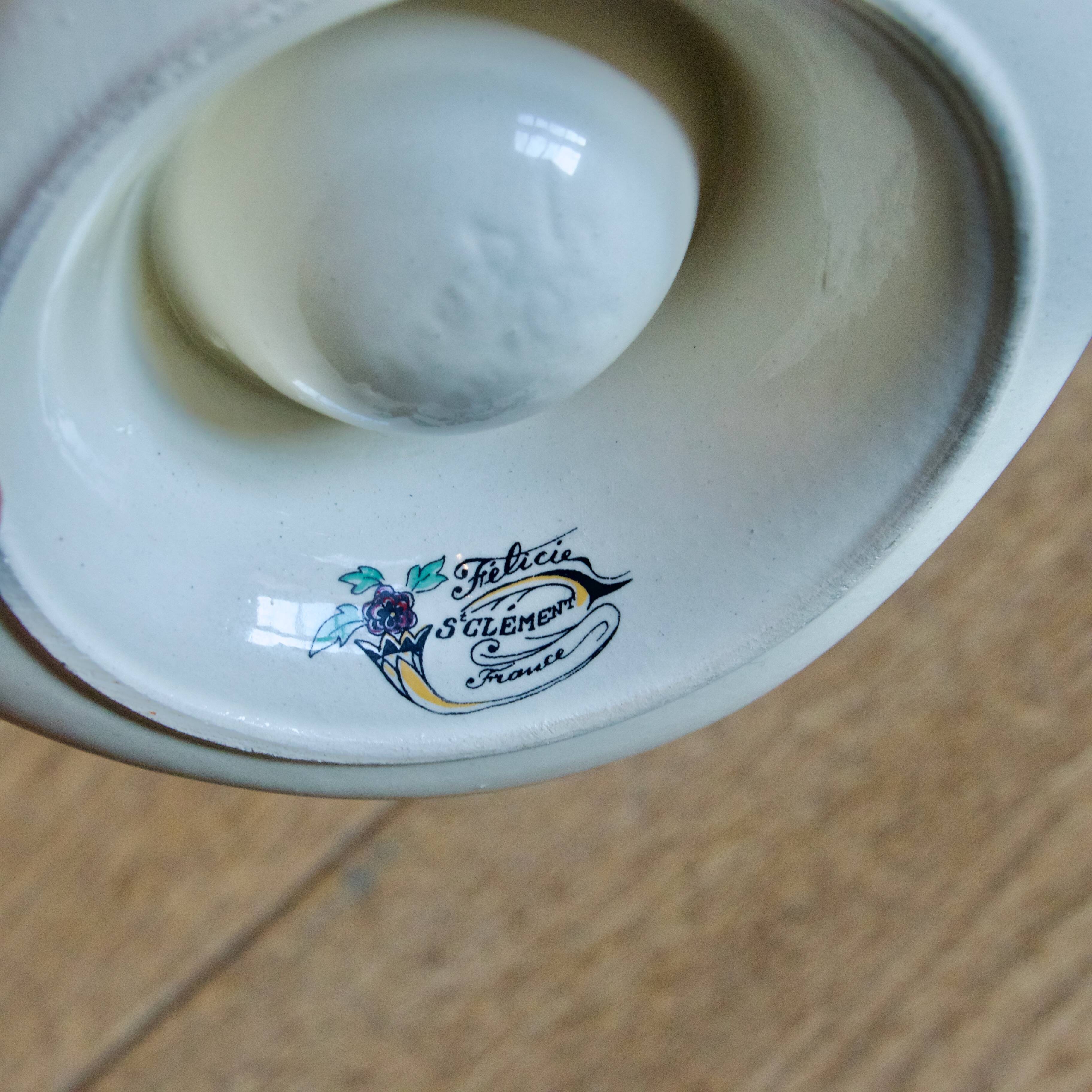 Rare antique 19th-century egg cup signed St. Clément, Félicie collection