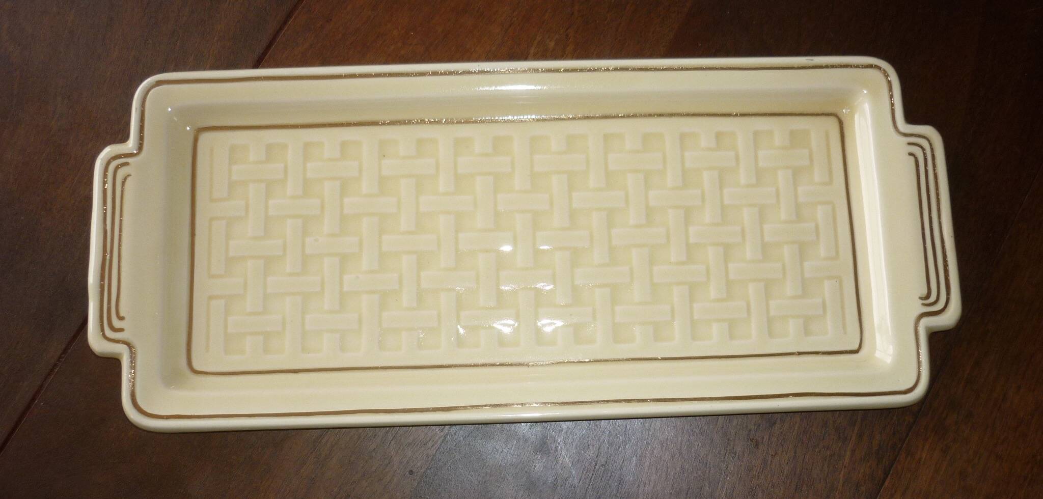 Yellow and gold art deco cake dish 40 cm