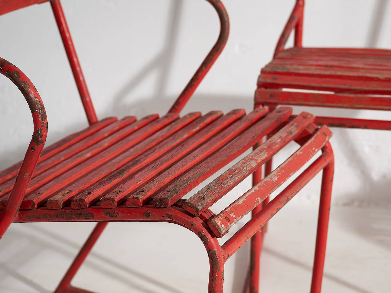 Antique red garden chairs (c.1920). Set of 4 pieces #37