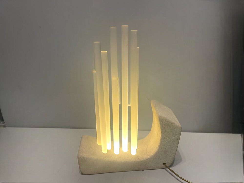 Acrylic Stone Table Lamp, 1980s