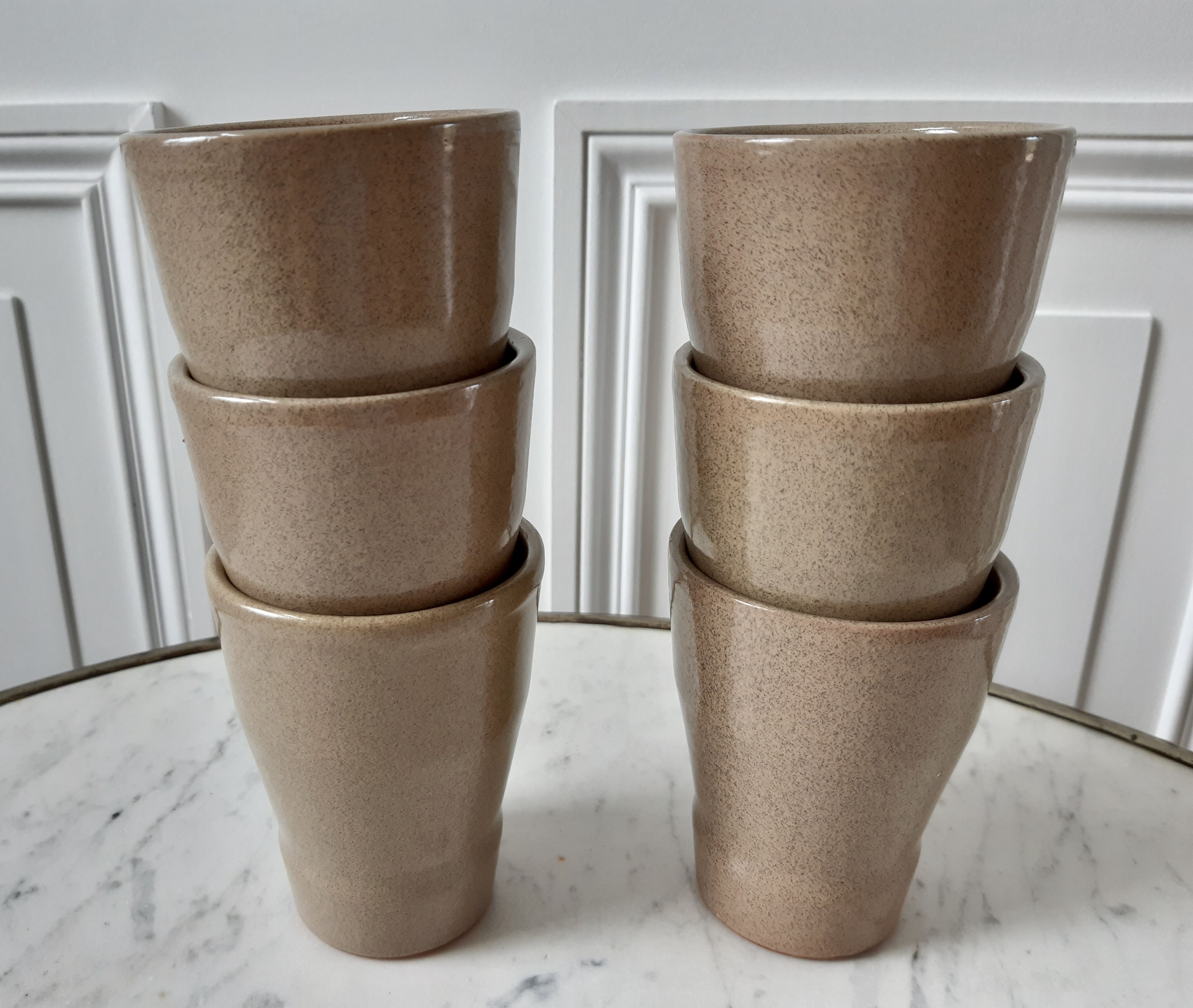 Set of 6 glasses in vintage sandstone taupe color