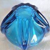 Art Deco vase in electric blue crystal