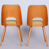 Ensemble de chaises en hêtre brun et jaune du milieu du siècle Oswald Haerdtl années 1950 Tchéquie