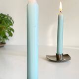 Vintage brushed metal geometric candle holders