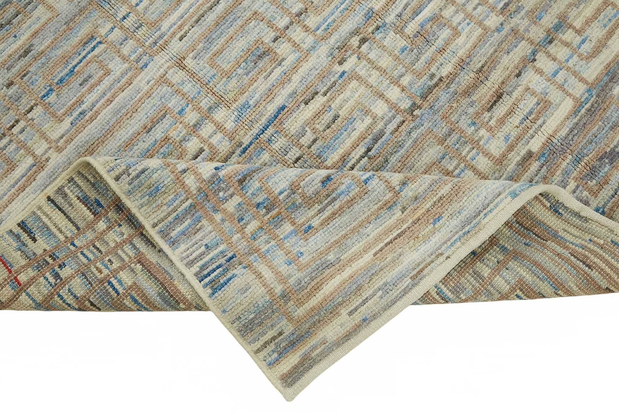 Handwoven Tribal One of a Kind 160 cm x 218 cm Blue Wool Carpet