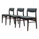 Ensemble de trois chaises en palissandre, design danois, années 1970, fabrication : Danemark