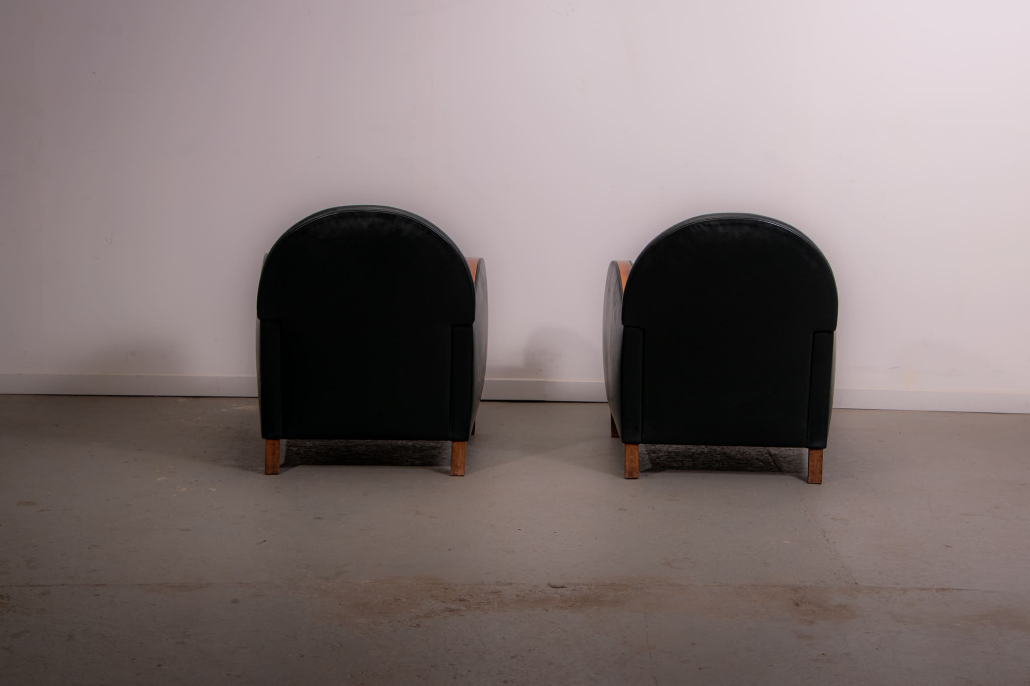 Pair of mid-century leather armchairs circa 1970 made in Belgium