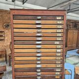Wooden printing cabinet 36 drawers with typographic letters