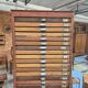 Wooden printing cabinet 36 drawers with typographic letters