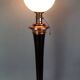 Antique large Mazda Art Deco lamp: opaline glass, wood & copper, 77 cm S802