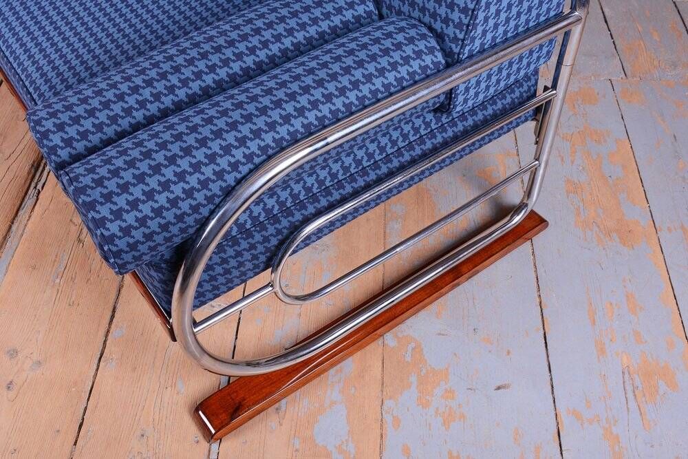 Czech Bauhaus Chrome and Beech Sofa attributed to Robert Slezak, 1930s