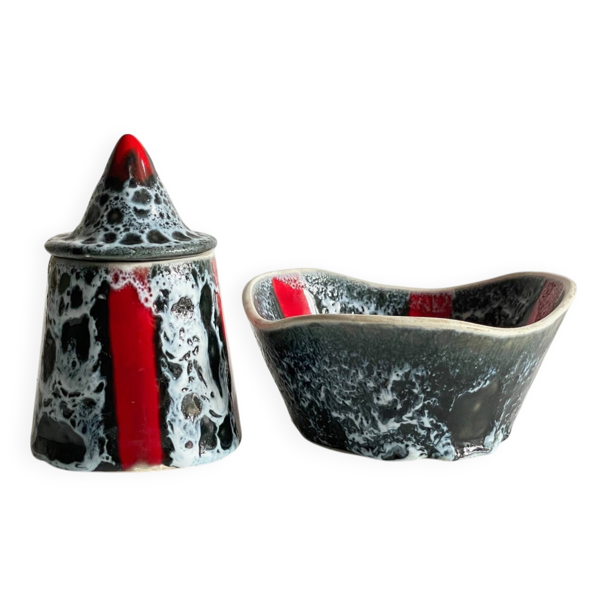 Vintage Vallauris ceramic candy and sugar bowl