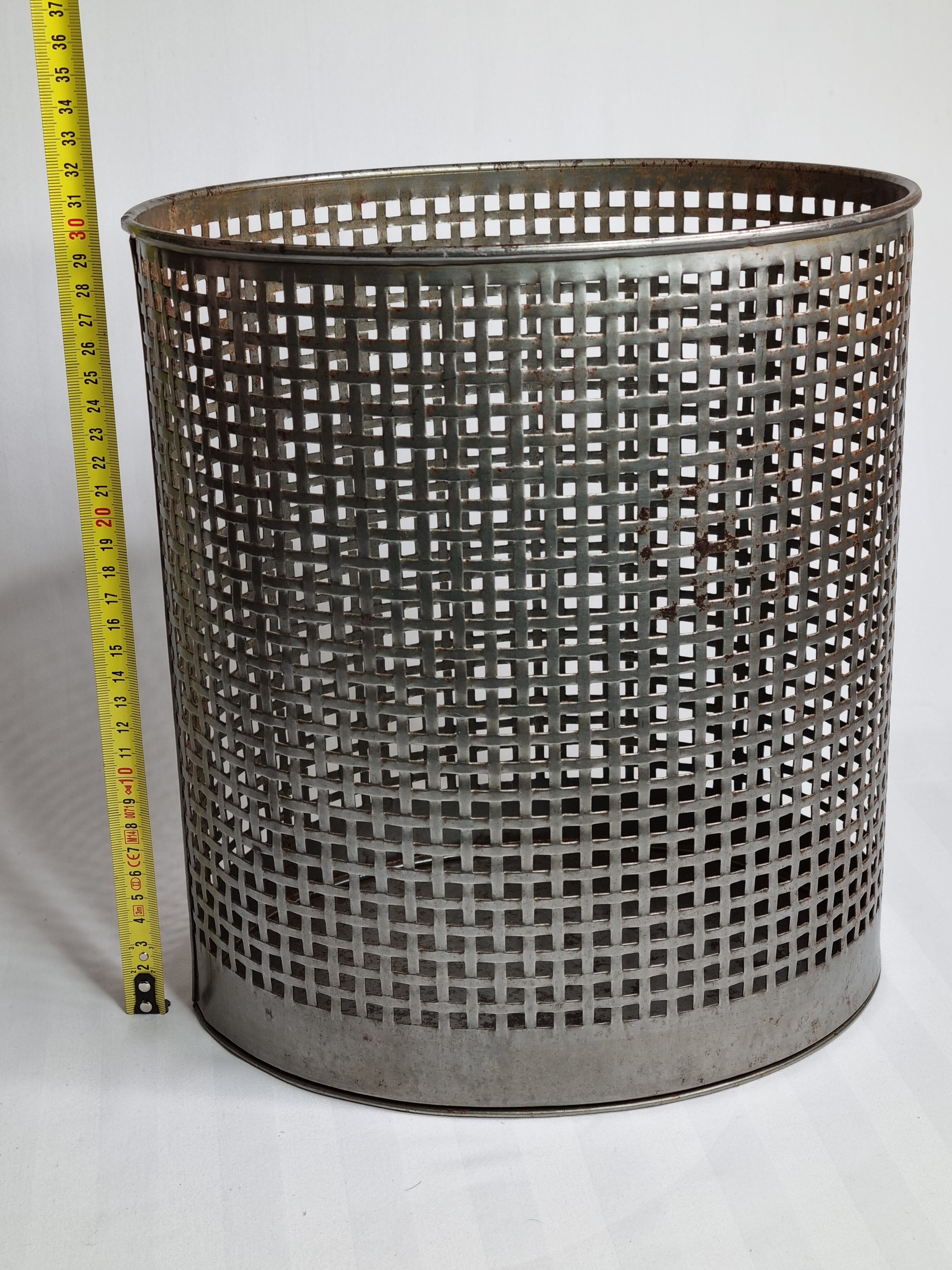 Industrial style metal wastebasket, 50s