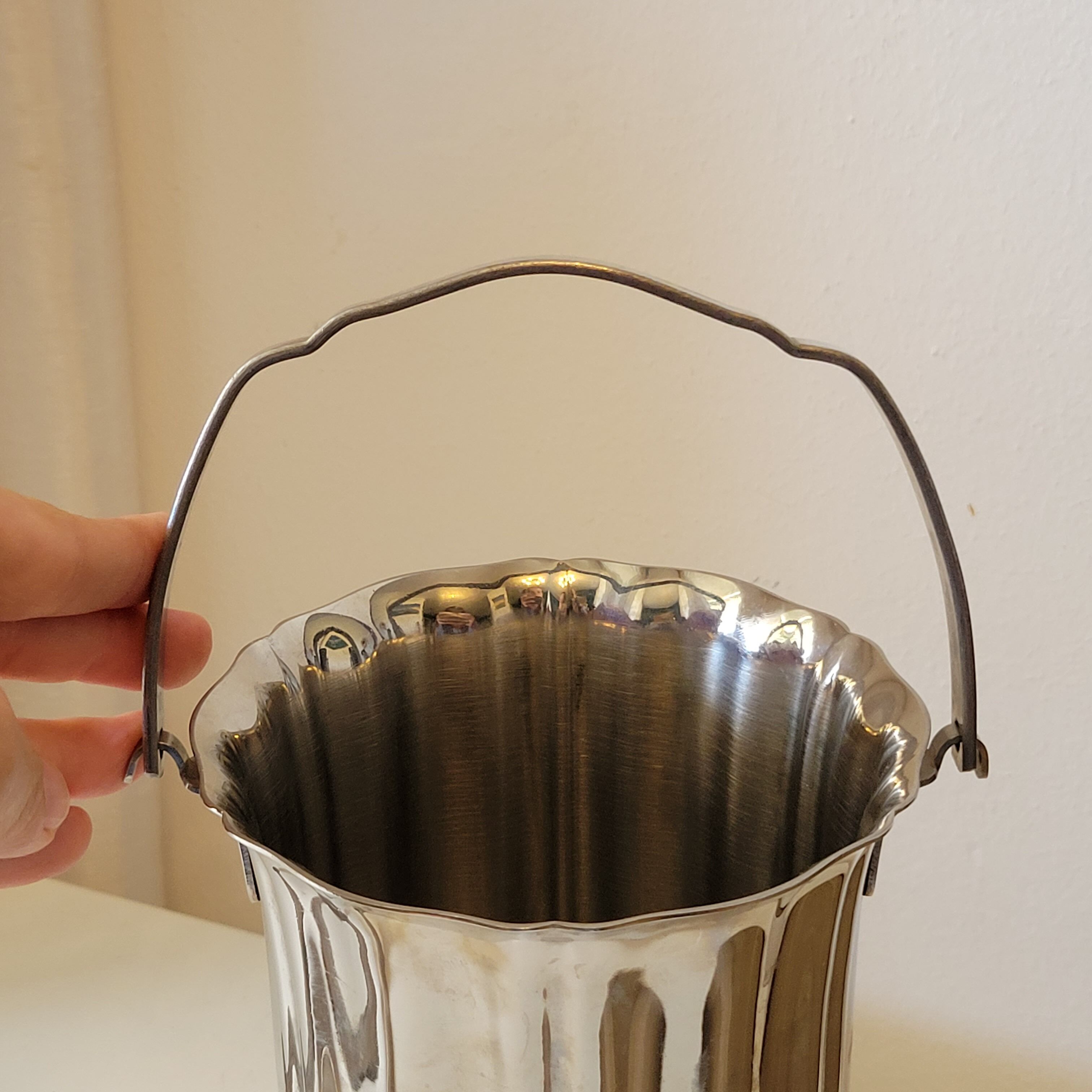 Vintage ice bucket & stainless steel pliers