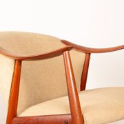 2 Scandinavian armchairs in teak and fabric, new, Gerhard Berg/Westnofa 1960.