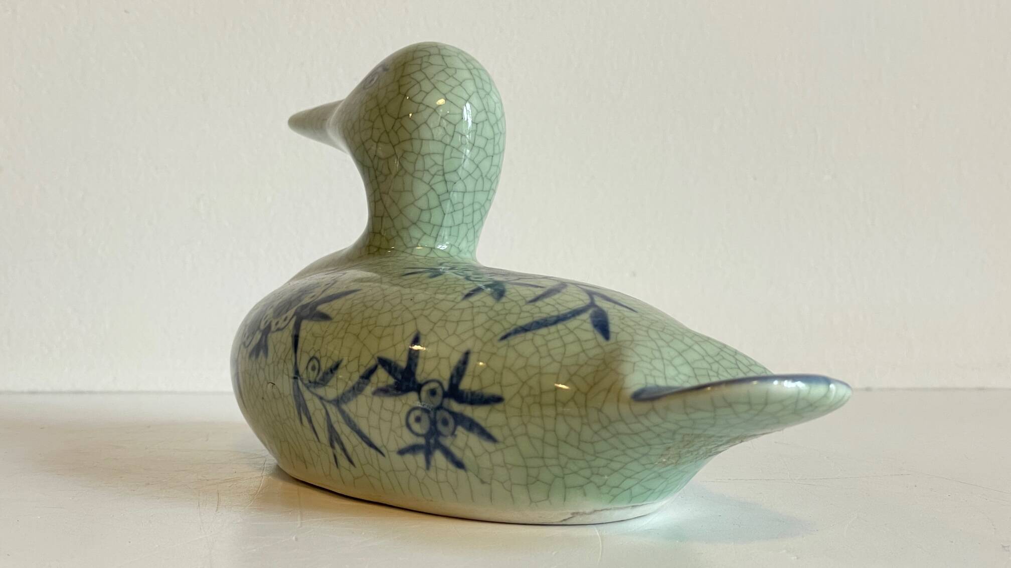 Vintage Blue Ceramic Duck