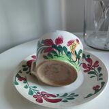 Cup and saucer Creil & Montereau "Rooster"
