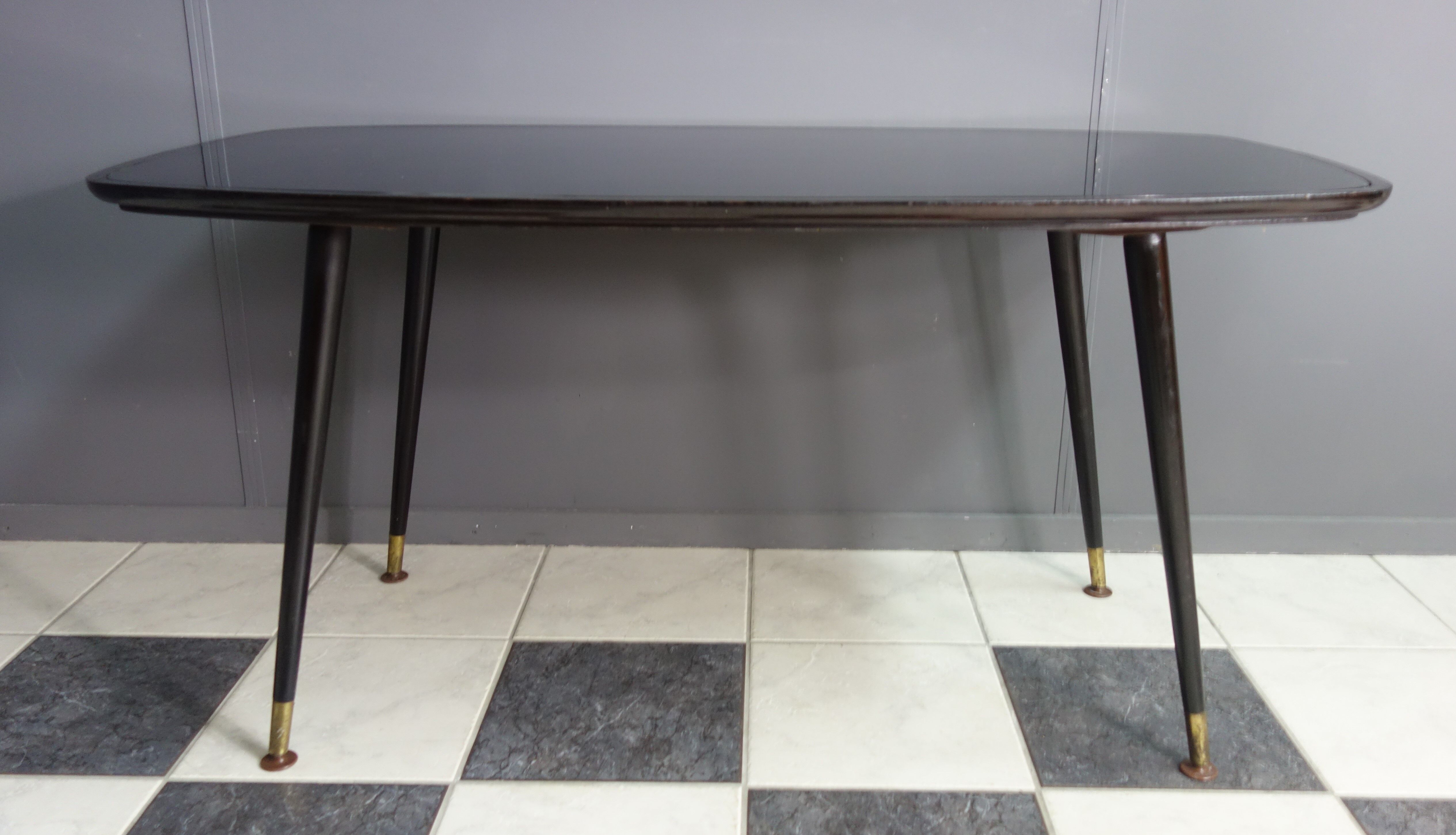 Black coffee table with Black glass plate 1960s