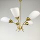 Brass and white glass chandelier, 1980